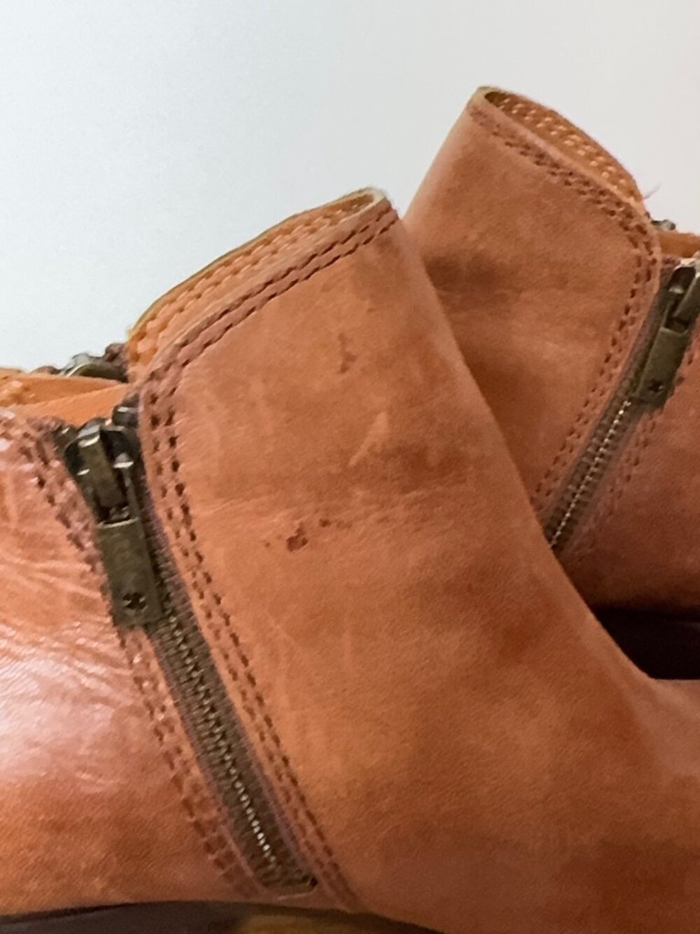 Lucky Brand Basel Leather Ankle Booties Women's 8.5 Brown Side Zip Block Heel - Picture 11 of 14